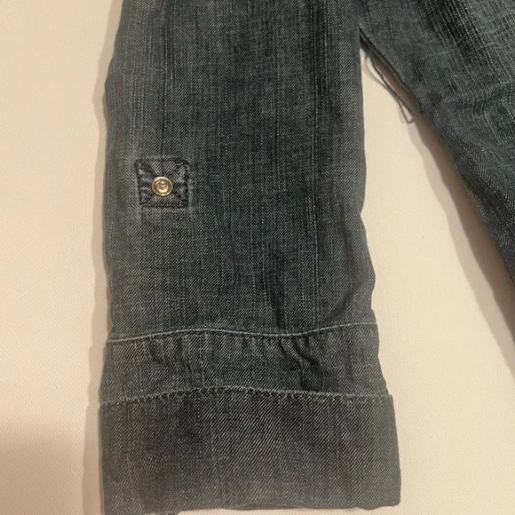 DKNY JEANS denim button down A-line long sleeve mini dress size P🔥🔥 (C1) - Picture 3 of 4